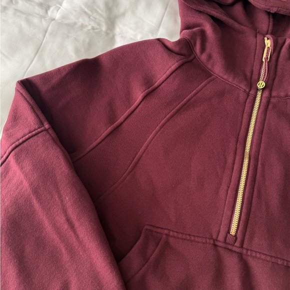 Maroon And Gold Scuba Oversized Half-Zip Hoodie - Picture 3 of 5